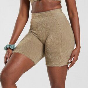 Gymshark Whitney Simmons High-Waisted Shorts Womens Size XS Eyelash Knit - BROWN